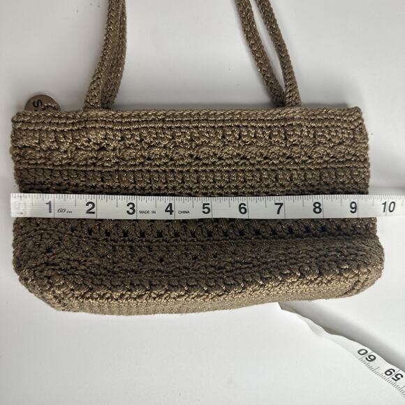 The Sak Vintage Crochet Shoulder Small Bag Boho Braided Handles Brown Neutral - Picture 16 of 16